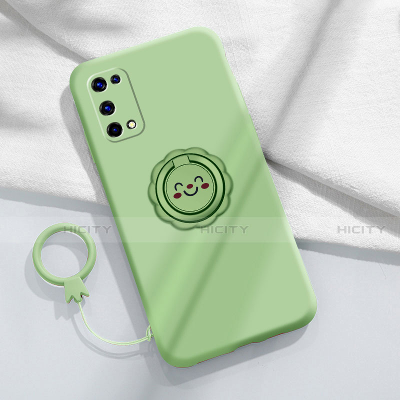 Funda Silicona Carcasa Ultrafina Goma con Magnetico Anillo de dedo Soporte para Realme Q2 Pro 5G Menta Verde