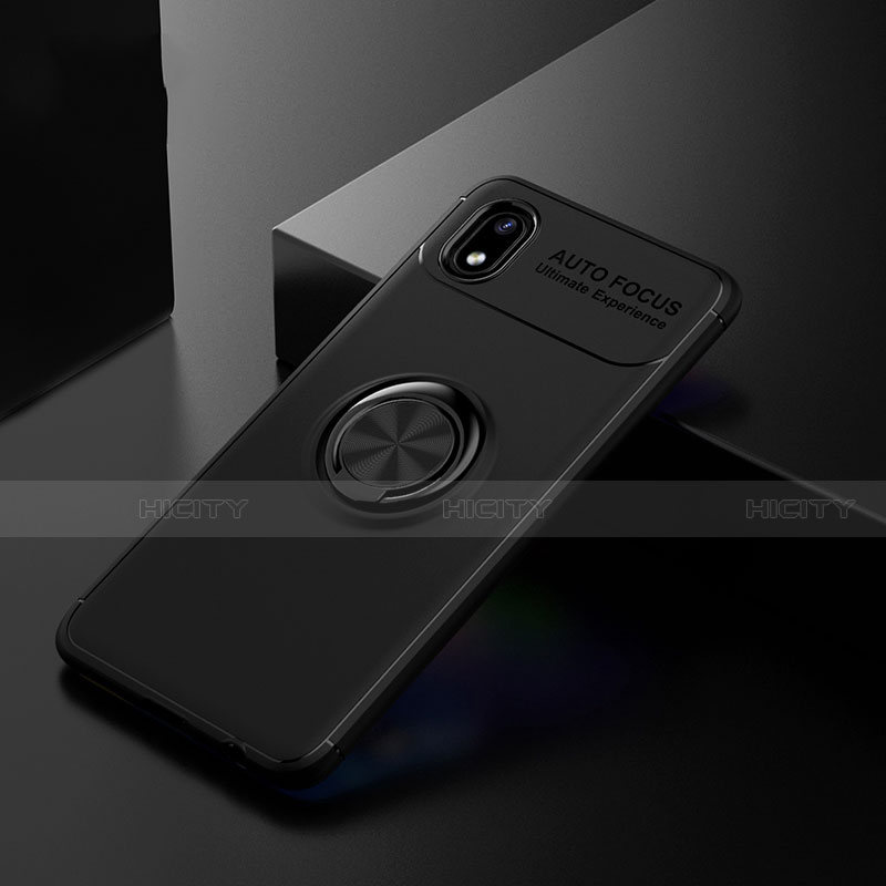 Funda Silicona Carcasa Ultrafina Goma con Magnetico Anillo de dedo Soporte para Samsung Galaxy A01 Core Negro