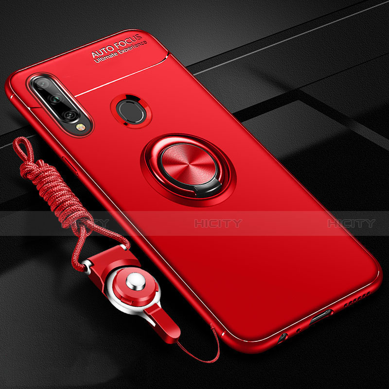 Funda Silicona Carcasa Ultrafina Goma con Magnetico Anillo de dedo Soporte para Samsung Galaxy A20s Rojo