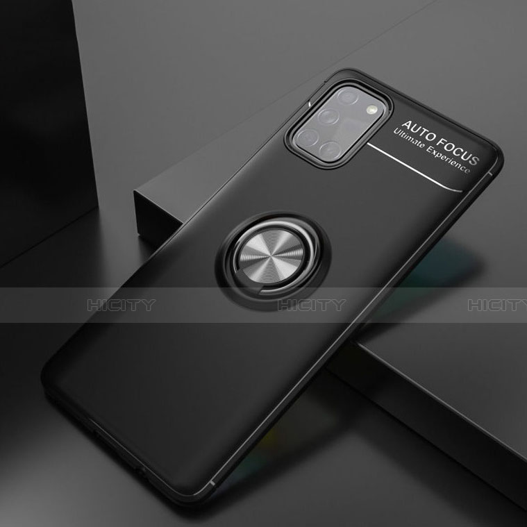 Funda Silicona Carcasa Ultrafina Goma con Magnetico Anillo de dedo Soporte para Samsung Galaxy A31 Negro