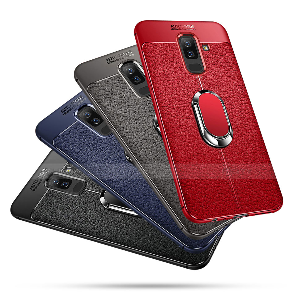 Funda Silicona Carcasa Ultrafina Goma con Magnetico Anillo de dedo Soporte para Samsung Galaxy A6 Plus