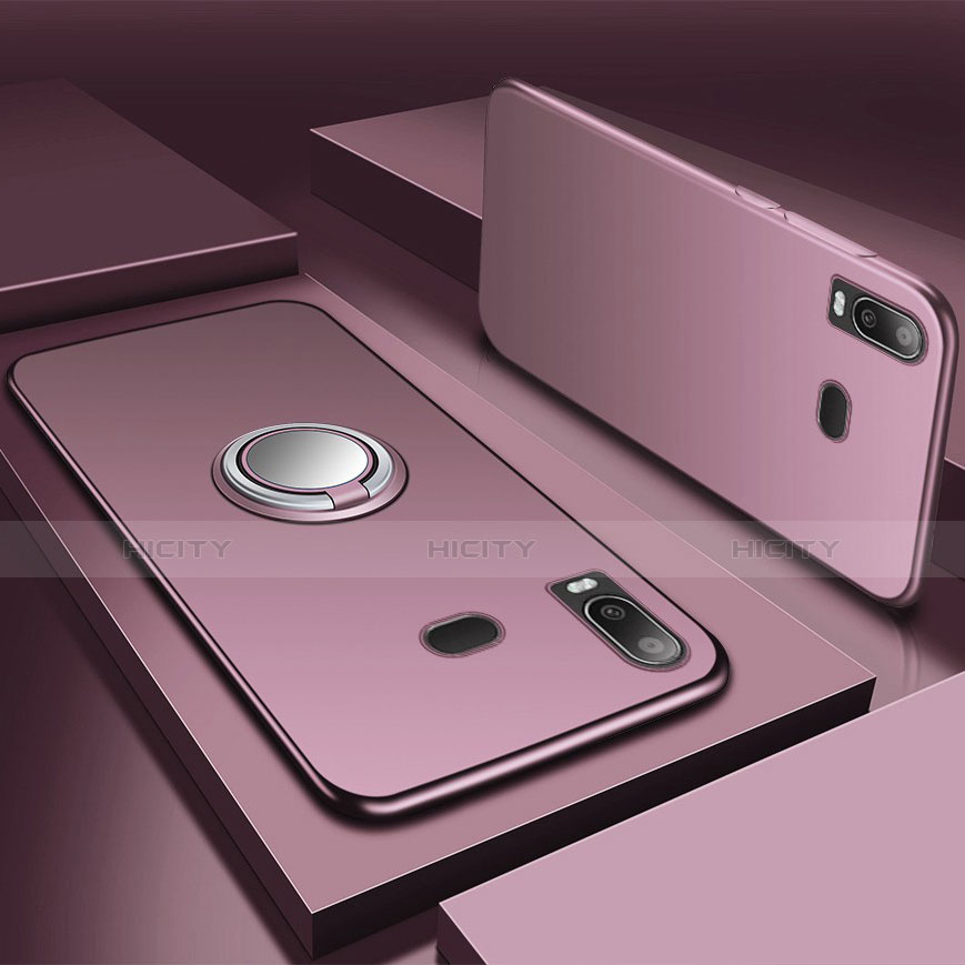 Funda Silicona Carcasa Ultrafina Goma con Magnetico Anillo de dedo Soporte para Samsung Galaxy A6s Oro Rosa