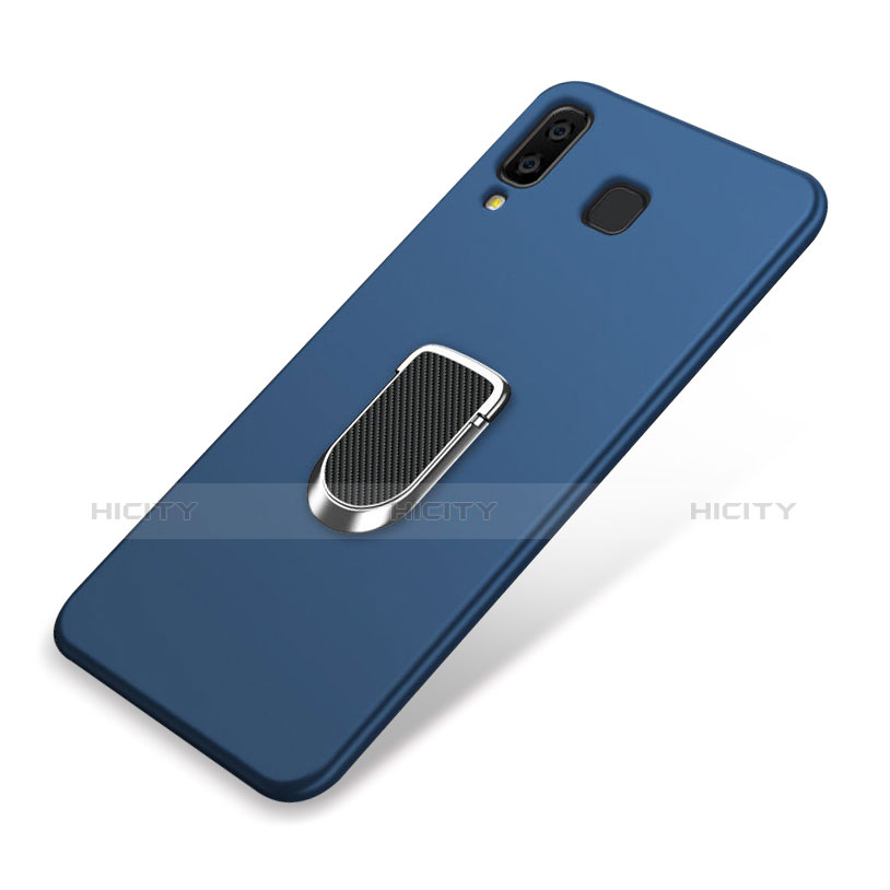 Funda Silicona Carcasa Ultrafina Goma con Magnetico Anillo de dedo Soporte para Samsung Galaxy A8 Star Azul