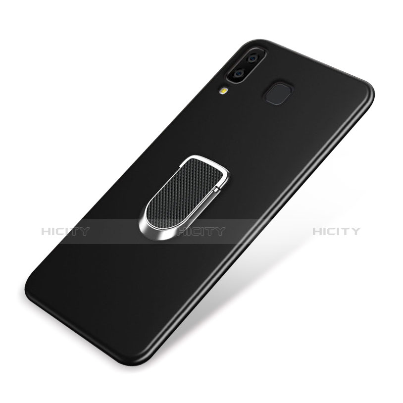 Funda Silicona Carcasa Ultrafina Goma con Magnetico Anillo de dedo Soporte para Samsung Galaxy A9 Star SM-G8850 Negro