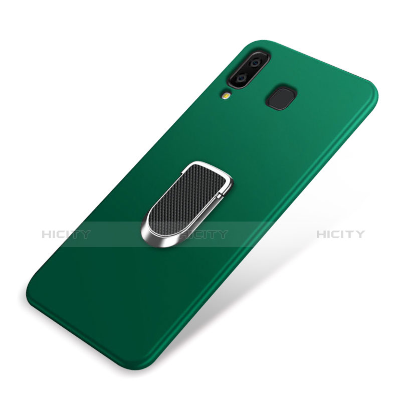 Funda Silicona Carcasa Ultrafina Goma con Magnetico Anillo de dedo Soporte para Samsung Galaxy A9 Star SM-G8850 Verde