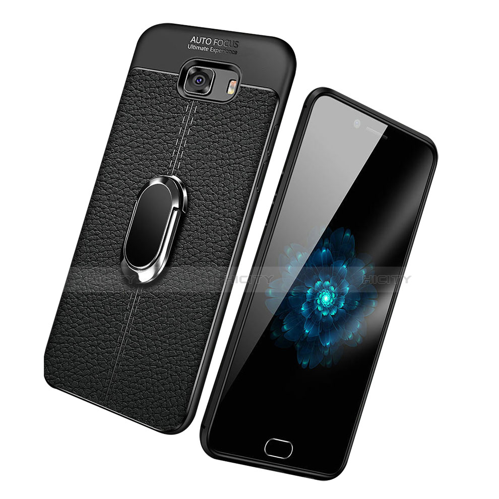 Funda Silicona Carcasa Ultrafina Goma con Magnetico Anillo de dedo Soporte para Samsung Galaxy C9 Pro C9000