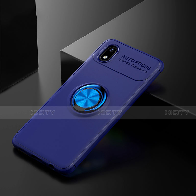 Funda Silicona Carcasa Ultrafina Goma con Magnetico Anillo de dedo Soporte para Samsung Galaxy M01 Core Azul