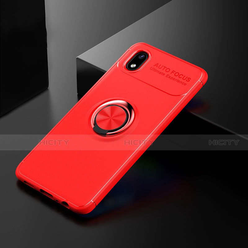 Funda Silicona Carcasa Ultrafina Goma con Magnetico Anillo de dedo Soporte para Samsung Galaxy M01 Core Rojo