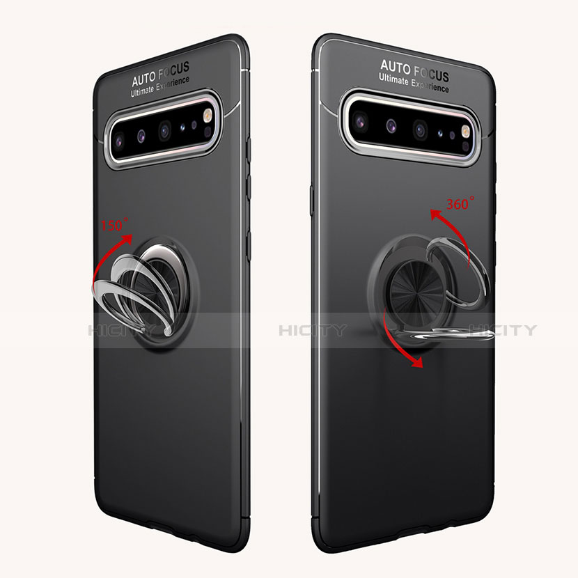 Funda Silicona Carcasa Ultrafina Goma con Magnetico Anillo de dedo Soporte para Samsung Galaxy S10 5G SM-G977B