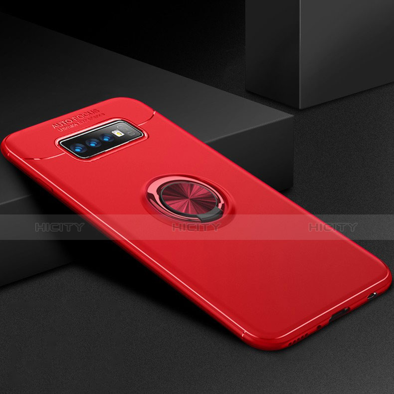 Funda Silicona Carcasa Ultrafina Goma con Magnetico Anillo de dedo Soporte para Samsung Galaxy S10 Plus Rojo