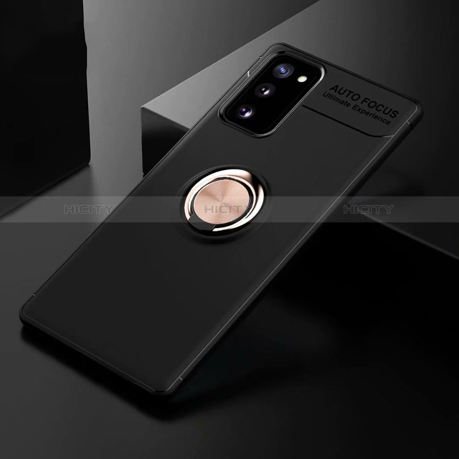 Funda Silicona Carcasa Ultrafina Goma con Magnetico Anillo de dedo Soporte para Samsung Galaxy S20 FE ((2022)) 5G Oro y Negro