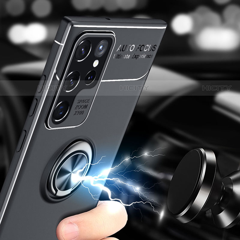 Funda Silicona Carcasa Ultrafina Goma con Magnetico Anillo de dedo Soporte para Samsung Galaxy S23 Ultra 5G