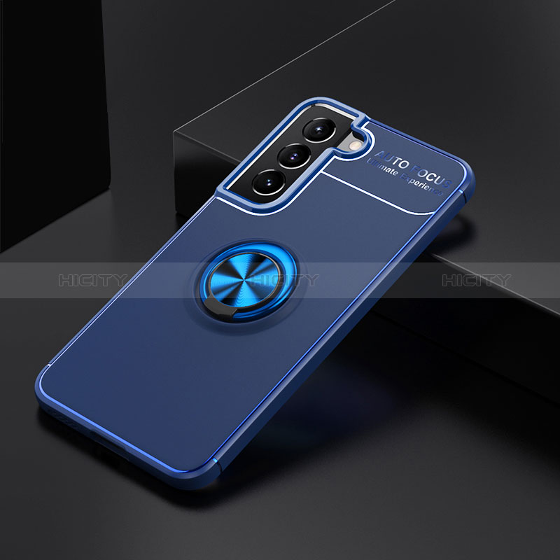Funda Silicona Carcasa Ultrafina Goma con Magnetico Anillo de dedo Soporte para Samsung Galaxy S24 Plus 5G Azul