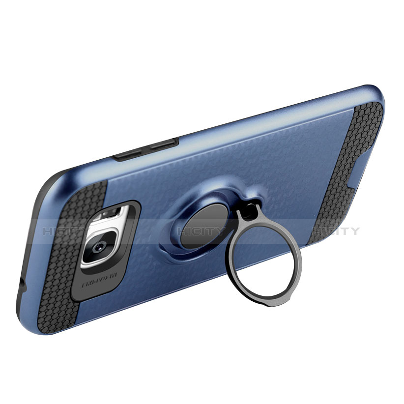 Funda Silicona Carcasa Ultrafina Goma con Magnetico Anillo de dedo Soporte para Samsung Galaxy S7 G930F G930FD