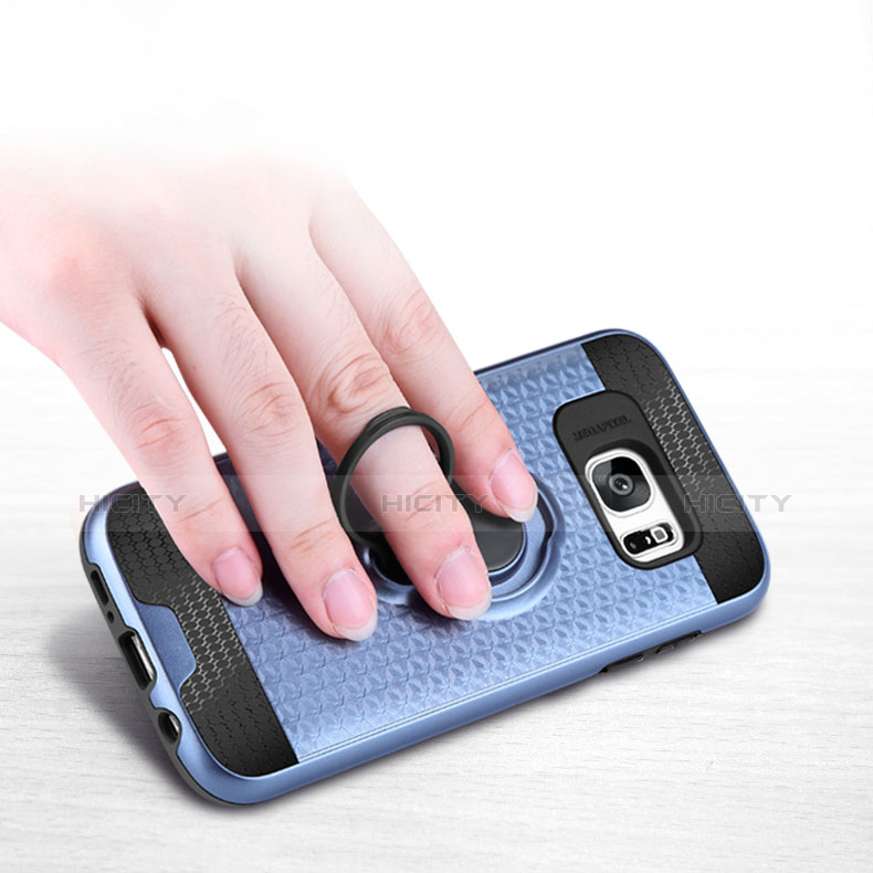 Funda Silicona Carcasa Ultrafina Goma con Magnetico Anillo de dedo Soporte para Samsung Galaxy S7 G930F G930FD