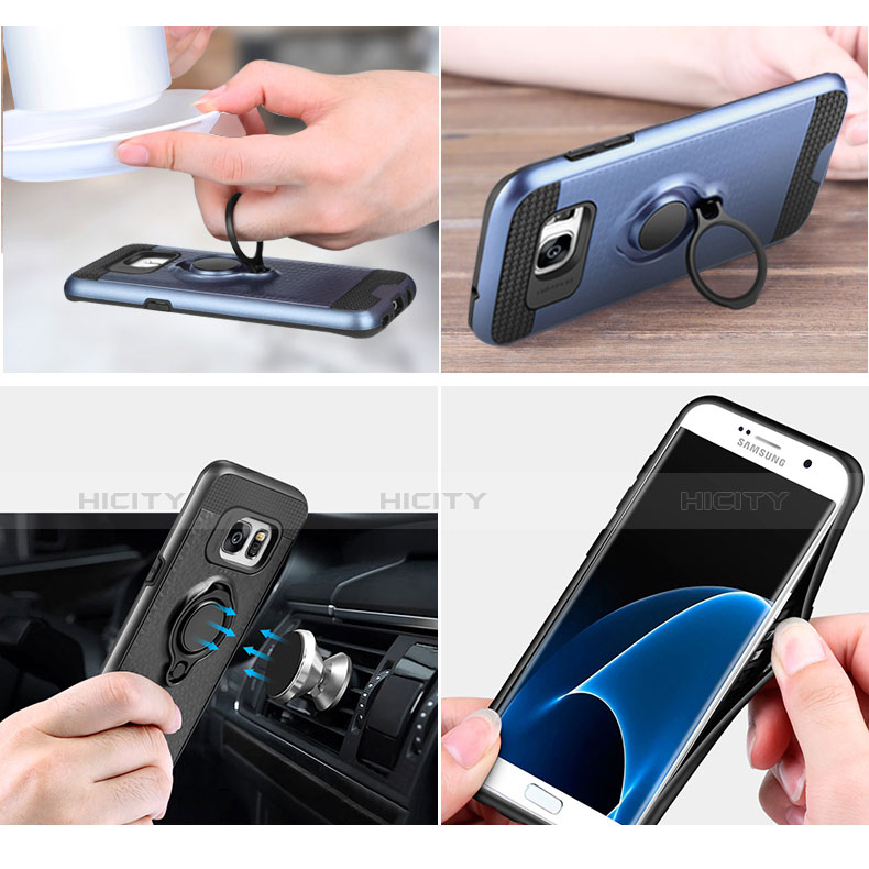 Funda Silicona Carcasa Ultrafina Goma con Magnetico Anillo de dedo Soporte para Samsung Galaxy S7 G930F G930FD