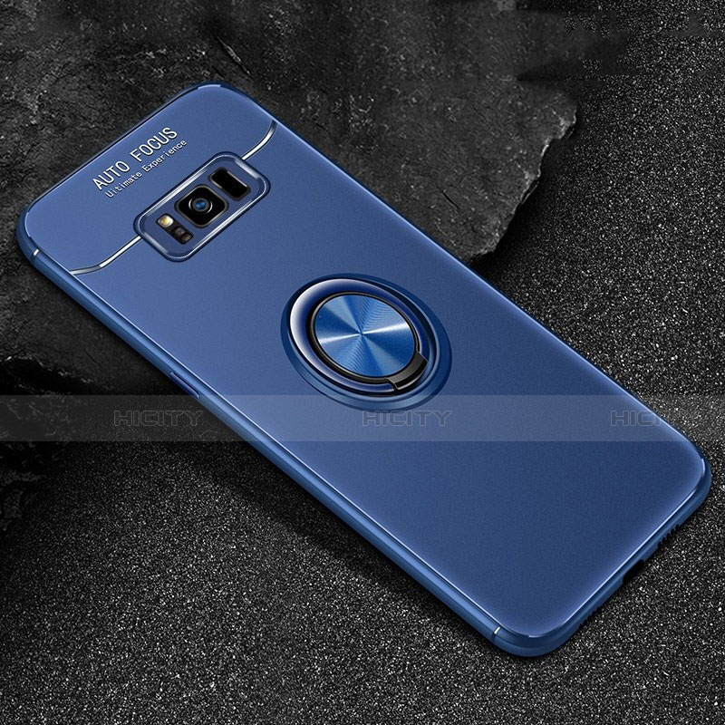 Funda Silicona Carcasa Ultrafina Goma con Magnetico Anillo de dedo Soporte para Samsung Galaxy S8 Azul