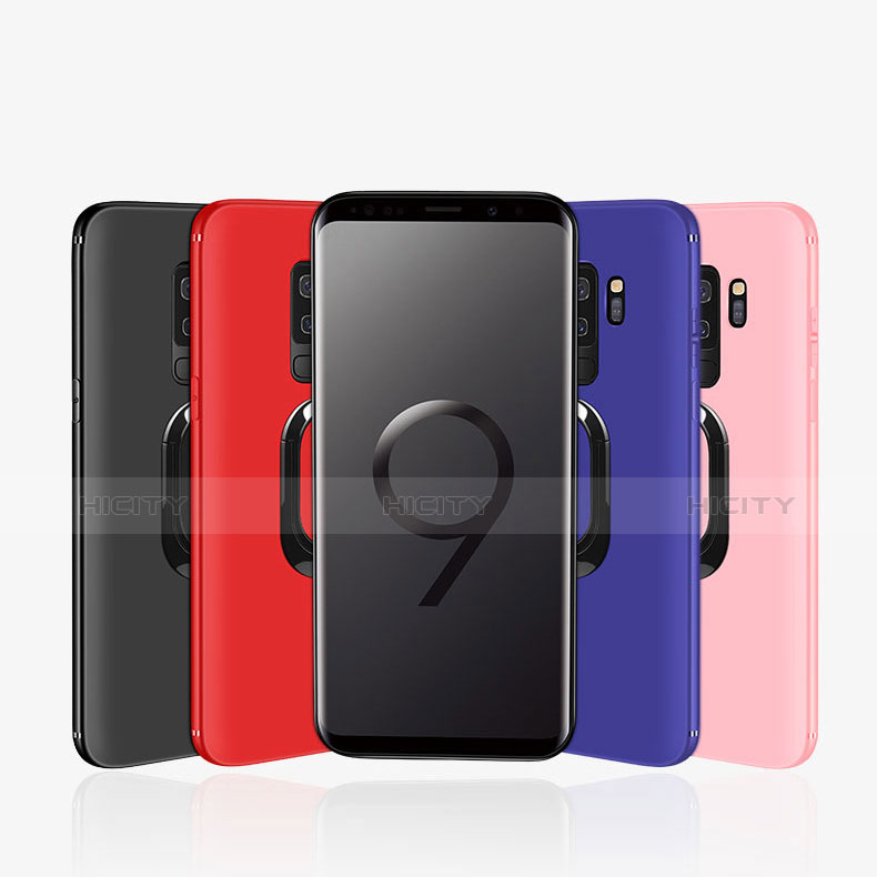 Funda Silicona Carcasa Ultrafina Goma con Magnetico Anillo de dedo Soporte para Samsung Galaxy S9 Plus