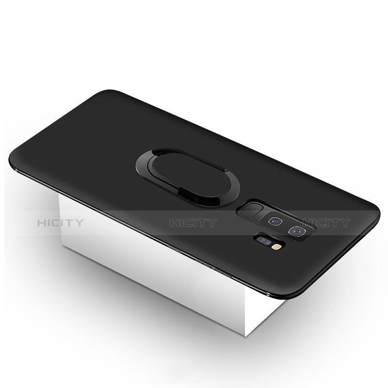 Funda Silicona Carcasa Ultrafina Goma con Magnetico Anillo de dedo Soporte para Samsung Galaxy S9 Plus Negro