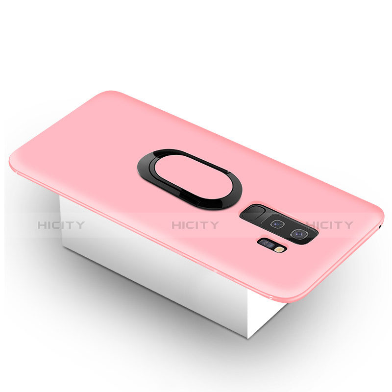 Funda Silicona Carcasa Ultrafina Goma con Magnetico Anillo de dedo Soporte para Samsung Galaxy S9 Plus Rosa
