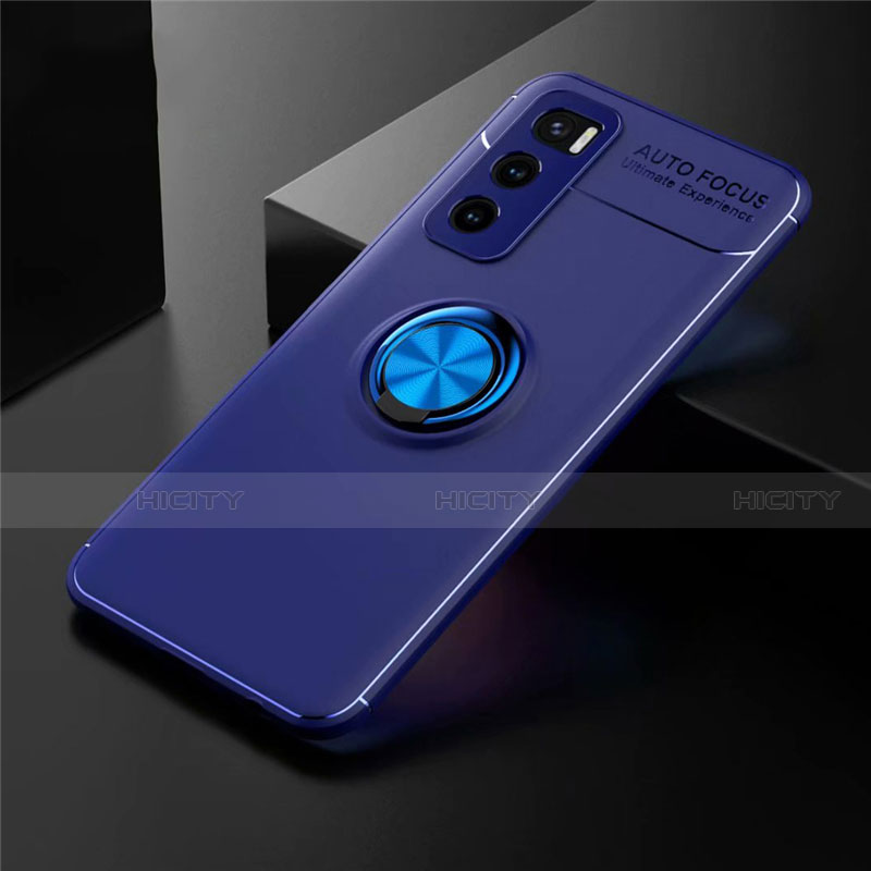 Funda Silicona Carcasa Ultrafina Goma con Magnetico Anillo de dedo Soporte para Vivo V20 SE