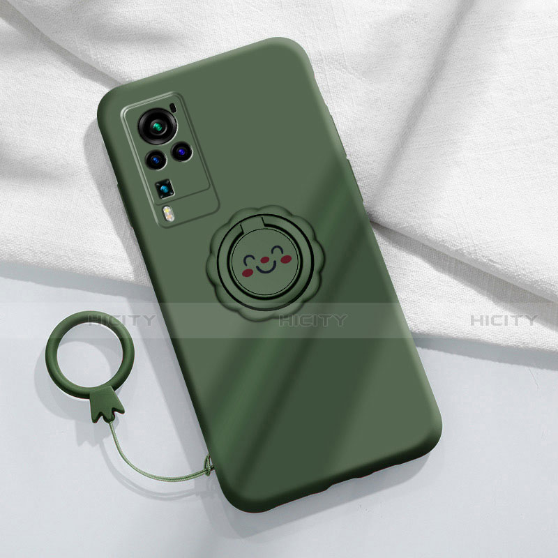 Funda Silicona Carcasa Ultrafina Goma con Magnetico Anillo de dedo Soporte para Vivo X60 Pro 5G