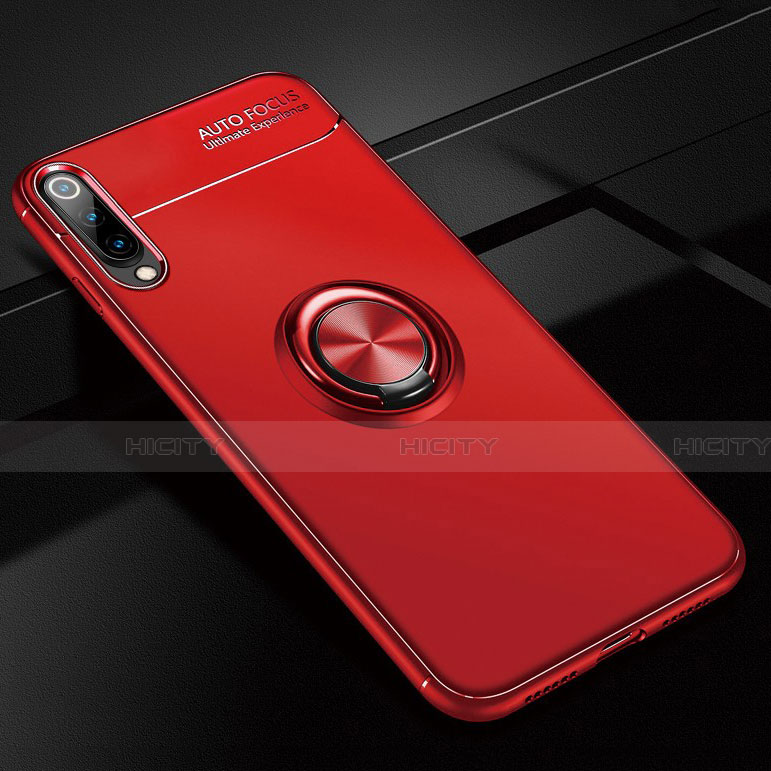 Funda Silicona Carcasa Ultrafina Goma con Magnetico Anillo de dedo Soporte para Xiaomi CC9e Rojo