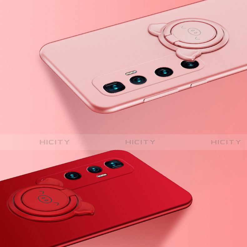 Funda Silicona Carcasa Ultrafina Goma con Magnetico Anillo de dedo Soporte para Xiaomi Mi 10 Ultra