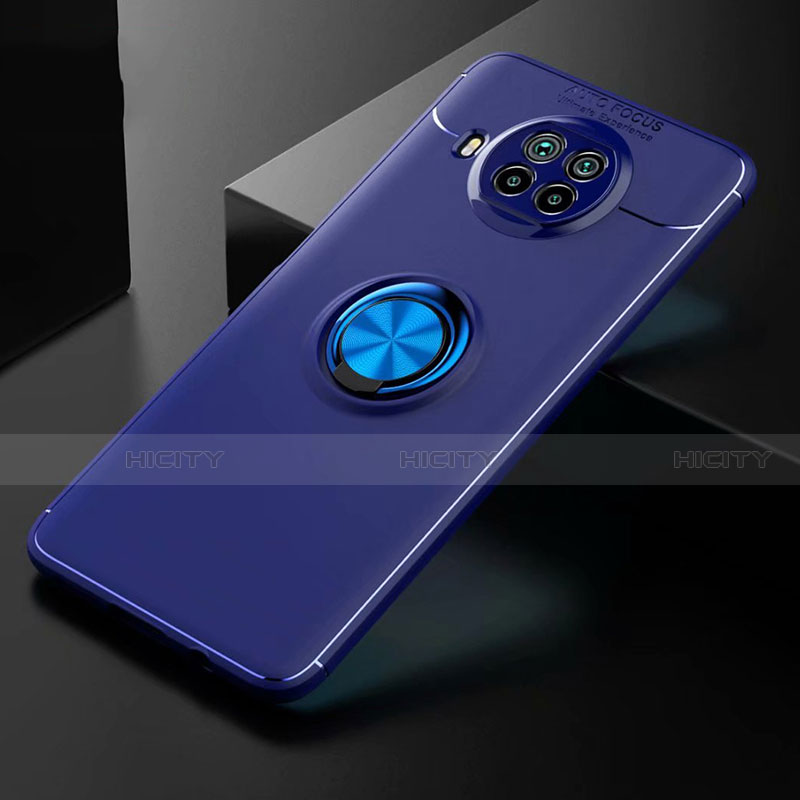 Funda Silicona Carcasa Ultrafina Goma con Magnetico Anillo de dedo Soporte para Xiaomi Mi 10T Lite 5G Azul