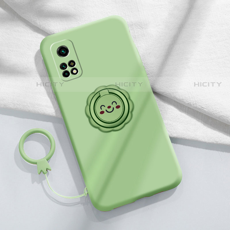 Funda Silicona Carcasa Ultrafina Goma con Magnetico Anillo de dedo Soporte para Xiaomi Mi 10T Pro 5G Menta Verde