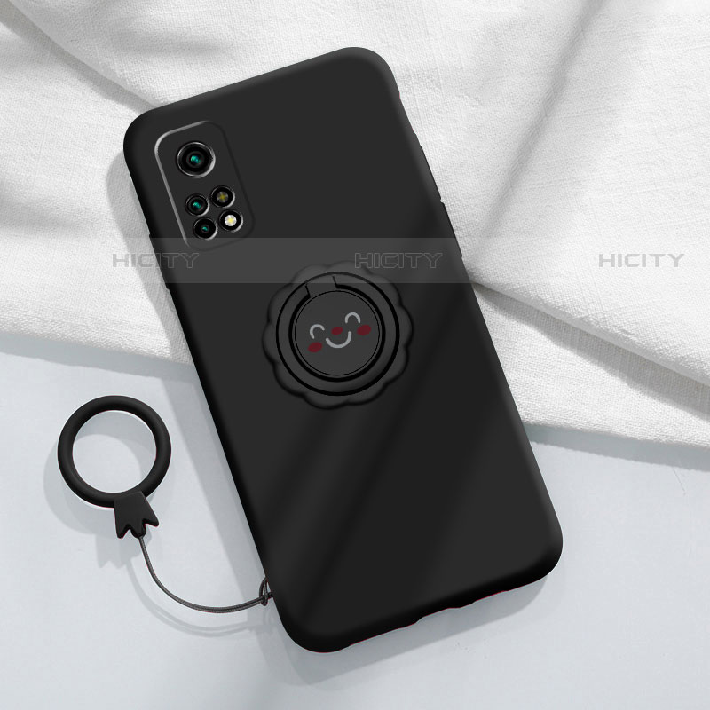 Funda Silicona Carcasa Ultrafina Goma con Magnetico Anillo de dedo Soporte para Xiaomi Mi 10T Pro 5G Negro