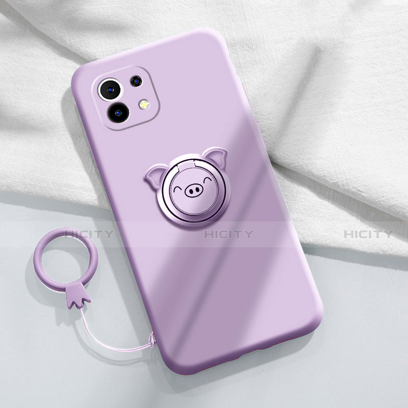 Funda Silicona Carcasa Ultrafina Goma con Magnetico Anillo de dedo Soporte para Xiaomi Mi 11 5G