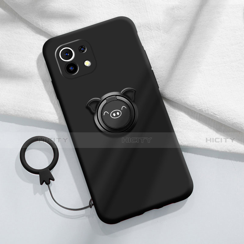 Funda Silicona Carcasa Ultrafina Goma con Magnetico Anillo de dedo Soporte para Xiaomi Mi 11 5G