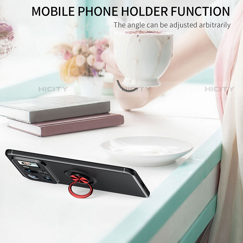 Funda Silicona Carcasa Ultrafina Goma con Magnetico Anillo de dedo Soporte para Xiaomi Mi 11 Ultra 5G