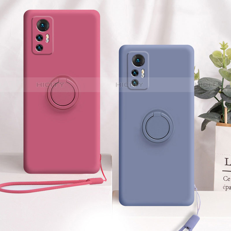 Funda Silicona Carcasa Ultrafina Goma con Magnetico Anillo de dedo Soporte para Xiaomi Mi 12 5G