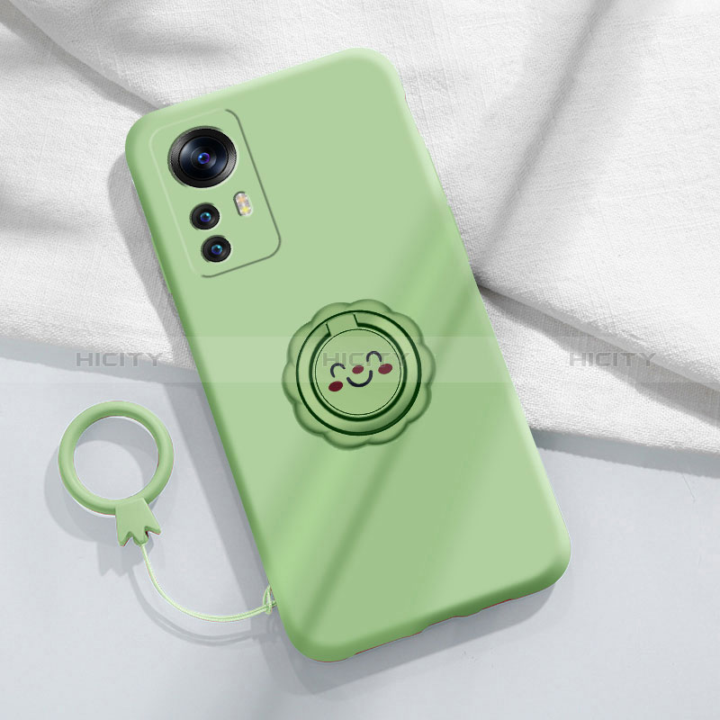 Funda Silicona Carcasa Ultrafina Goma con Magnetico Anillo de dedo Soporte para Xiaomi Mi 12T 5G Menta Verde