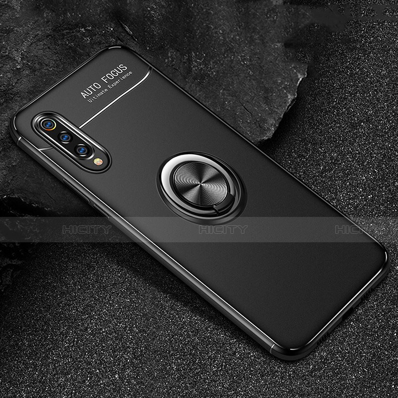 Funda Silicona Carcasa Ultrafina Goma con Magnetico Anillo de dedo Soporte para Xiaomi Mi 9 SE Negro