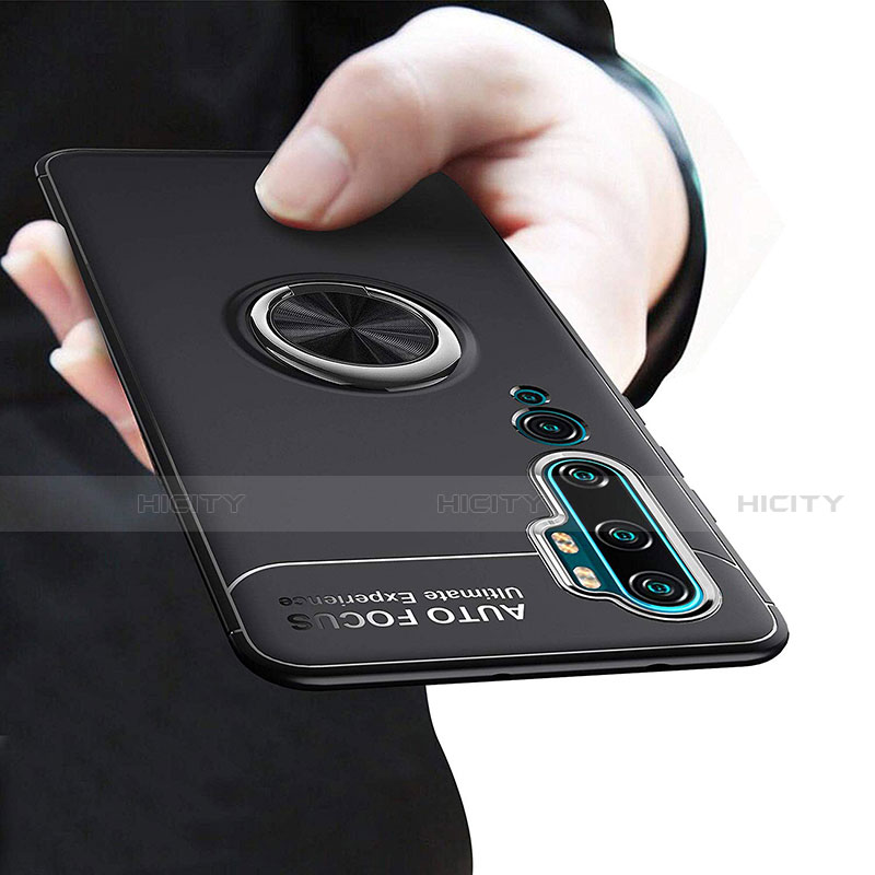 Funda Silicona Carcasa Ultrafina Goma con Magnetico Anillo de dedo Soporte para Xiaomi Mi Note 10