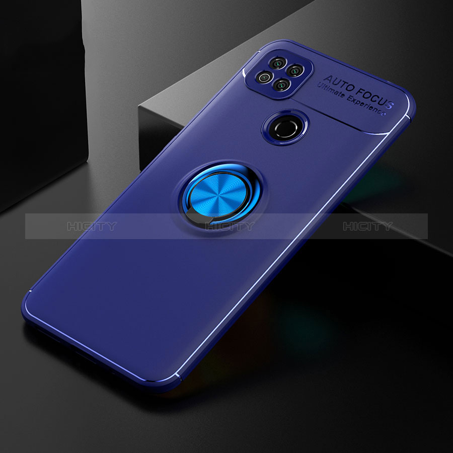 Funda Silicona Carcasa Ultrafina Goma con Magnetico Anillo de dedo Soporte para Xiaomi POCO C3 Azul