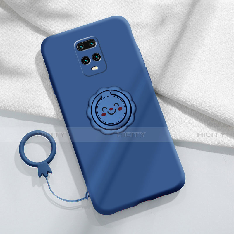 Funda Silicona Carcasa Ultrafina Goma con Magnetico Anillo de dedo Soporte para Xiaomi Redmi 10X 5G Azul