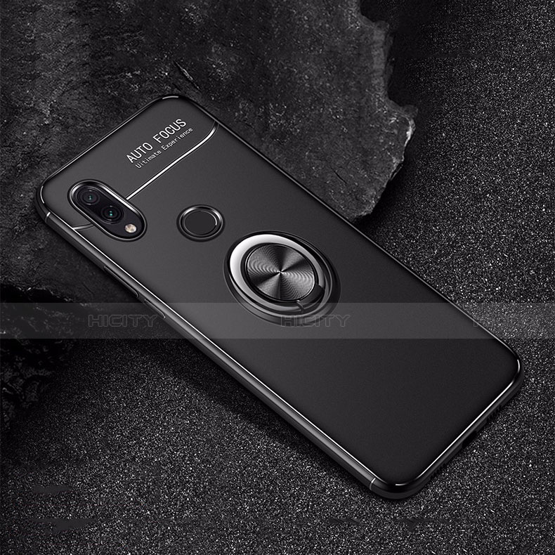 Funda Silicona Carcasa Ultrafina Goma con Magnetico Anillo de dedo Soporte para Xiaomi Redmi Note 7 Negro