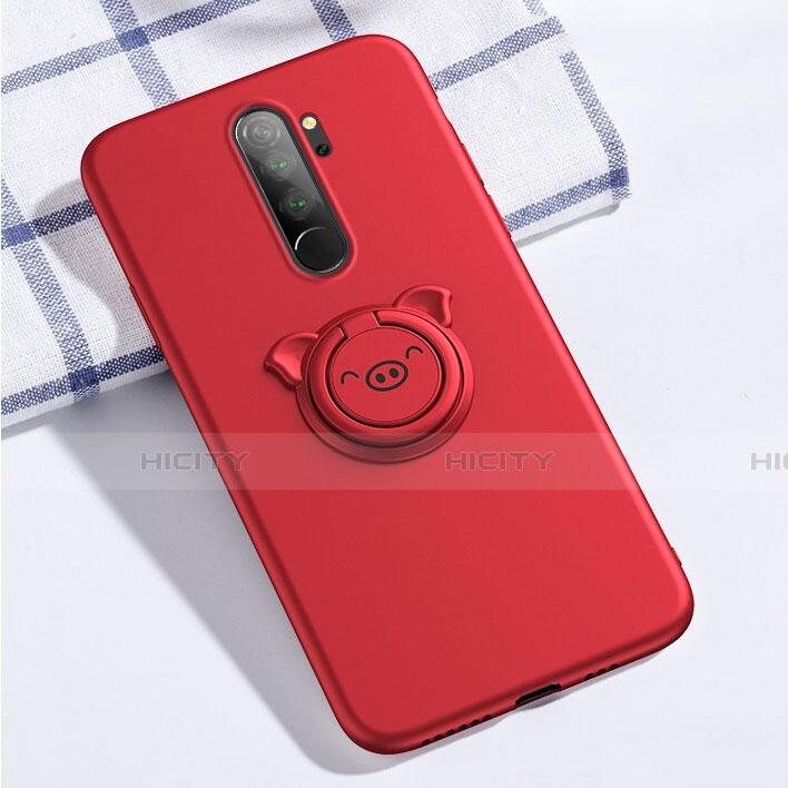 Funda Silicona Carcasa Ultrafina Goma con Magnetico Anillo de dedo Soporte para Xiaomi Redmi Note 8 Pro