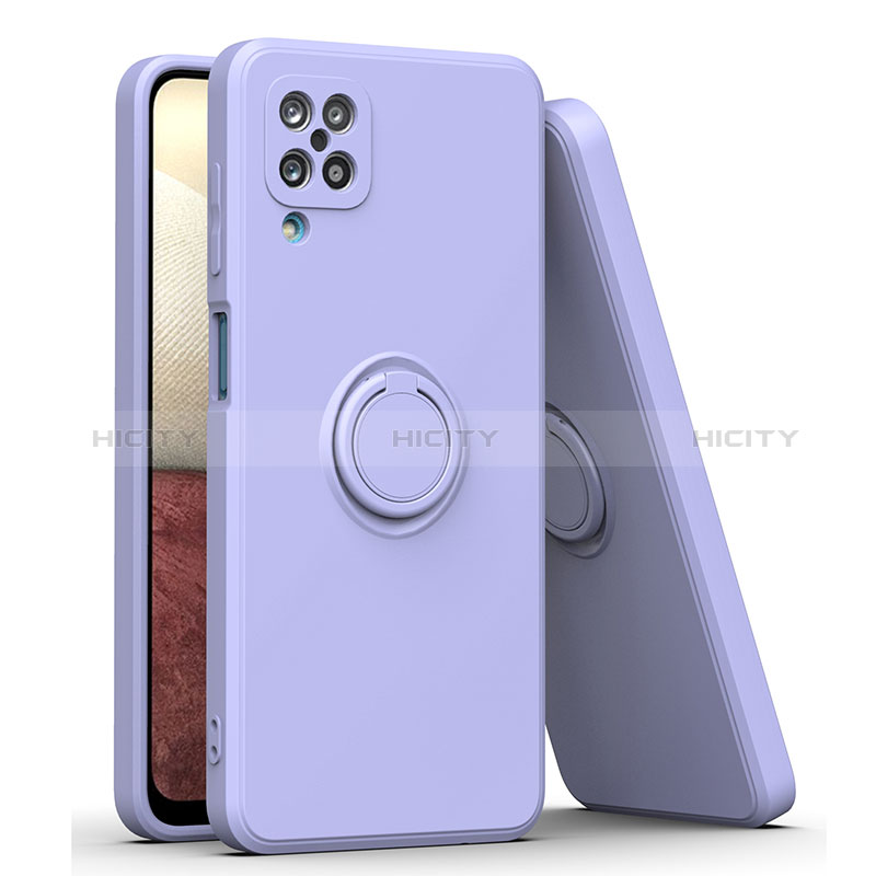 Funda Silicona Carcasa Ultrafina Goma con Magnetico Anillo de dedo Soporte QW1 para Samsung Galaxy A12 Nacho