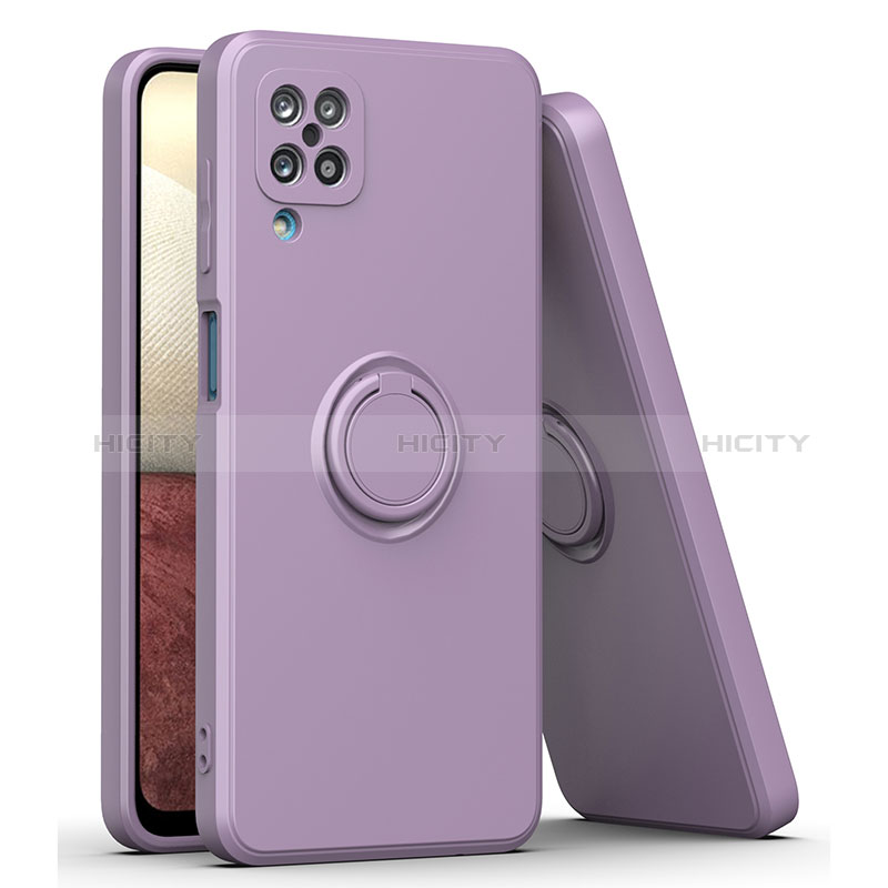 Funda Silicona Carcasa Ultrafina Goma con Magnetico Anillo de dedo Soporte QW1 para Samsung Galaxy M12