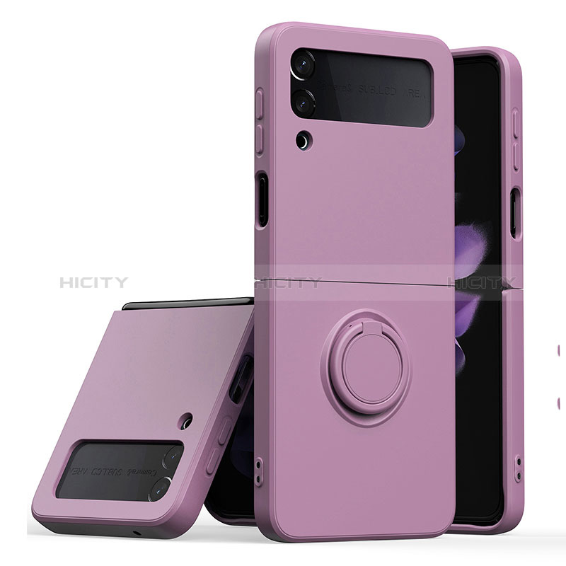 Funda Silicona Carcasa Ultrafina Goma con Magnetico Anillo de dedo Soporte QW1 para Samsung Galaxy Z Flip3 5G