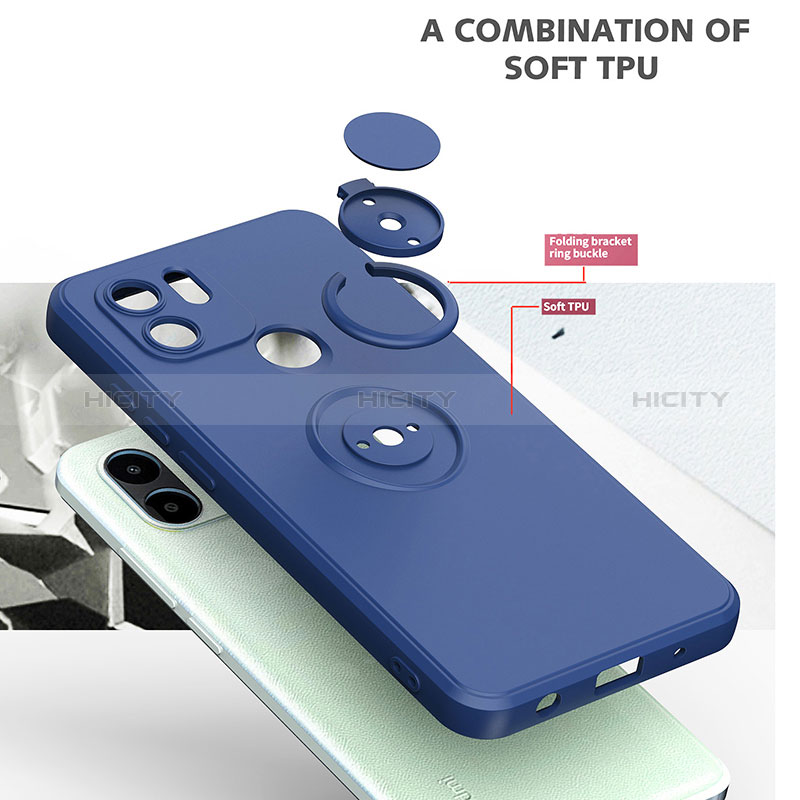 Funda Silicona Carcasa Ultrafina Goma con Magnetico Anillo de dedo Soporte QW1 para Xiaomi Poco C50
