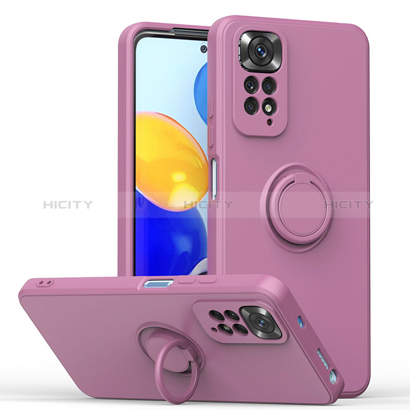 Funda Silicona Carcasa Ultrafina Goma con Magnetico Anillo de dedo Soporte QW1 para Xiaomi Redmi Note 11 4G (2022)