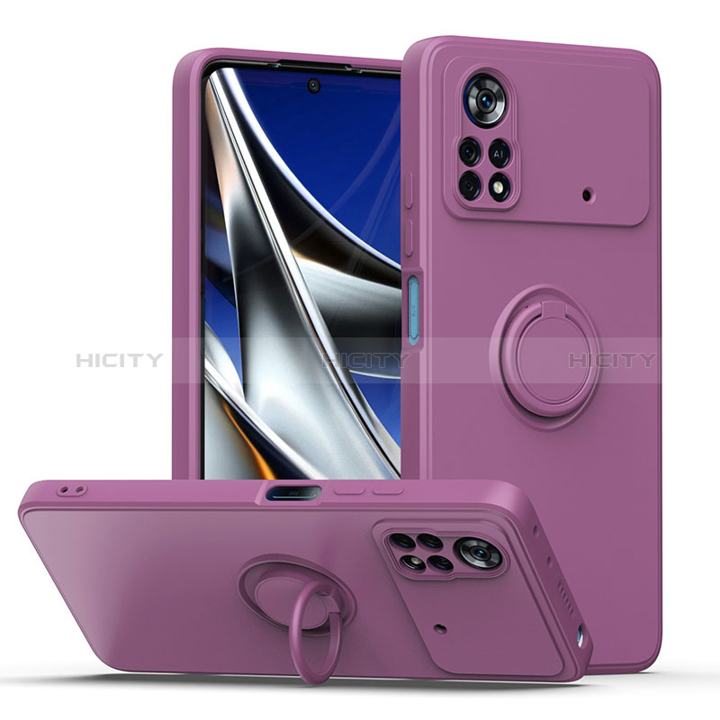 Funda Silicona Carcasa Ultrafina Goma con Magnetico Anillo de dedo Soporte QW1 para Xiaomi Redmi Note 11E Pro 5G