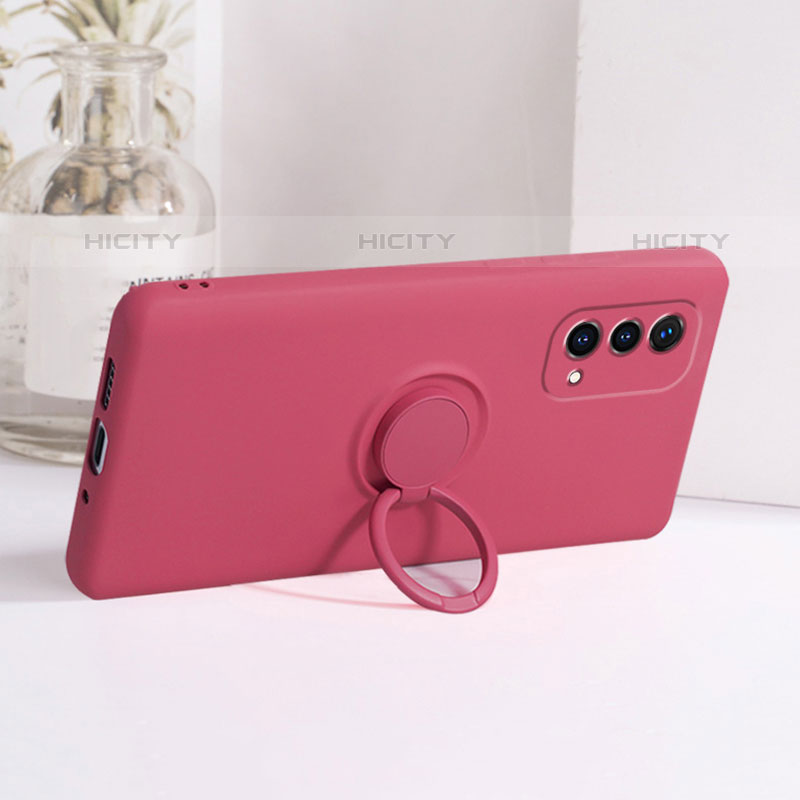 Funda Silicona Carcasa Ultrafina Goma con Magnetico Anillo de dedo Soporte S01 para OnePlus Nord N200 5G