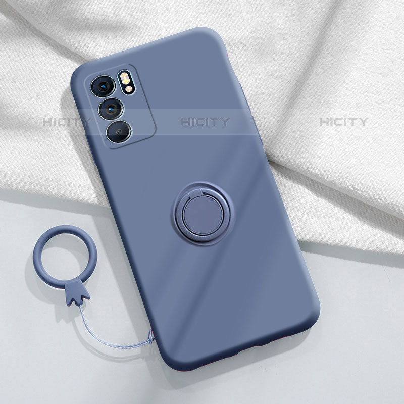 Funda Silicona Carcasa Ultrafina Goma con Magnetico Anillo de dedo Soporte S01 para Oppo Reno6 Pro 5G India